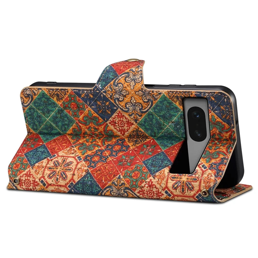 For Google Pixel 7 5G Case Floral Printing Leather Phone Cover with Wallet - Winter / Blue - 3