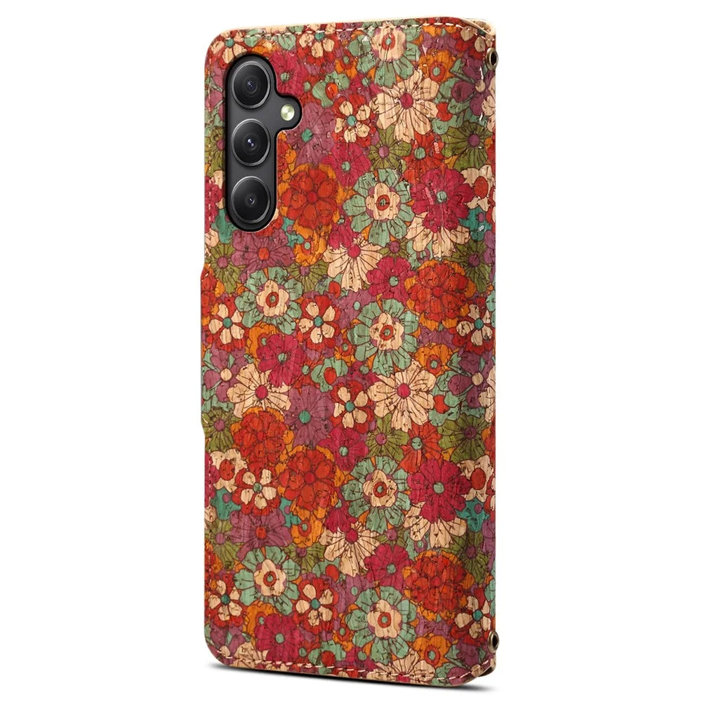 For Samsung Galaxy A24 4G (162.1 x 77.6 x 8.3mm) Wallet Phone Case Floral Printing Stand Leather Flip Cover - Summer / Red - 6