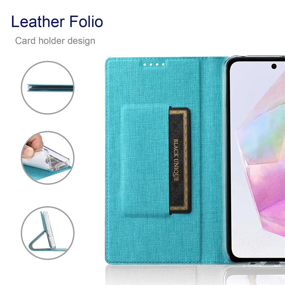 VILI DMX Series For Samsung Galaxy A35 5G Case Flip Shockproof PU Leather Card Holder Phone Cover - Blue - 2