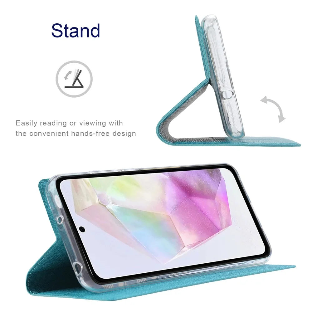 VILI DMX Series For Samsung Galaxy A35 5G Case Flip Shockproof PU Leather Card Holder Phone Cover - Blue - 3
