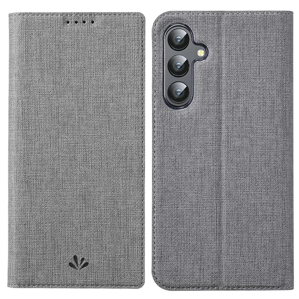 VILI DMX Series For Samsung Galaxy A55 5G Case PU Leather Card Holder Stand View Phone Cover - Grey - 1