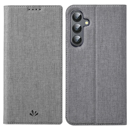 VILI DMX Series For Samsung Galaxy A55 5G Case PU Leather Card Holder Stand View Phone Cover - Grey - 1