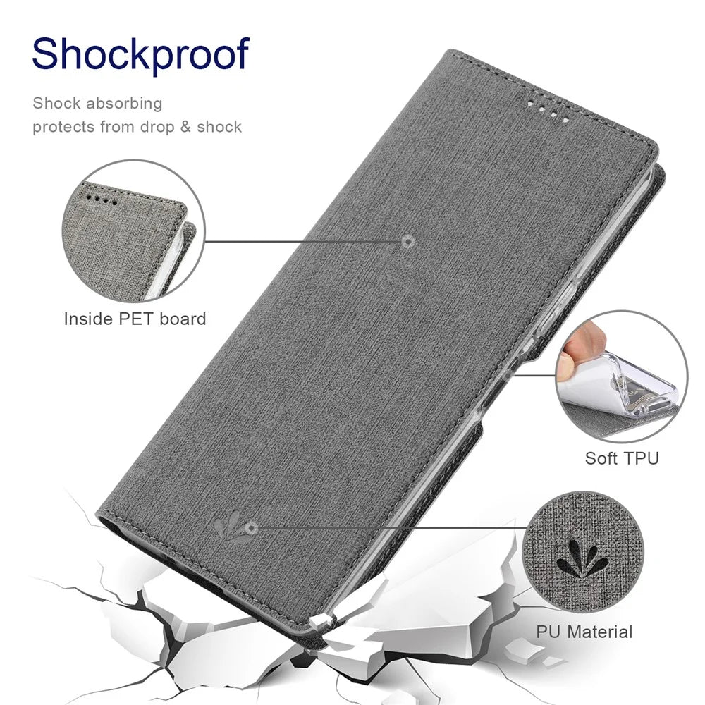 VILI DMX Series For Samsung Galaxy A55 5G Case PU Leather Card Holder Stand View Phone Cover - Grey - 6