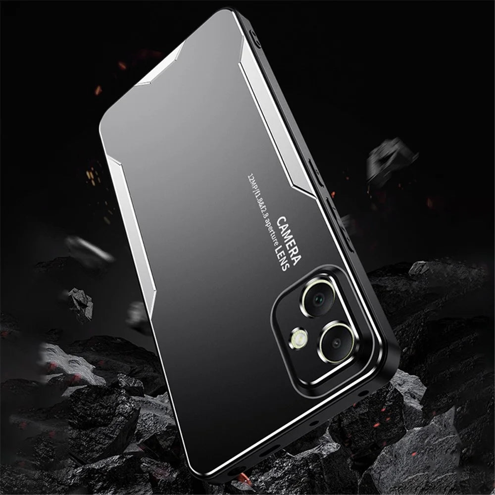 For Samsung Galaxy A05 4G Anti-Scratch Case Aluminum Alloy+TPU+PC Hybrid Phone Cover - Silver - 6