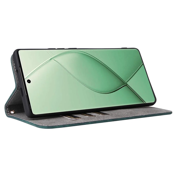 For TECNO Spark 20 Pro+ KJ7 Case with Hand Strap RFID Blocking Wallet Leather Cover - Green - 3