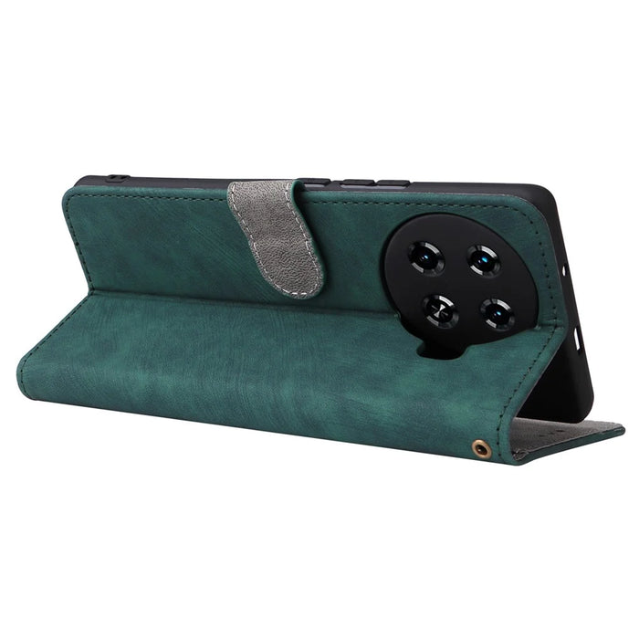 For TECNO Spark 20 Pro+ KJ7 Case with Hand Strap RFID Blocking Wallet Leather Cover - Green - 4