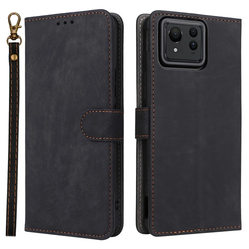 For Asus Zenfone 11 Ultra 5G Case with Strap RFID Blocking Wallet Phone Leather Cover - Black - 1