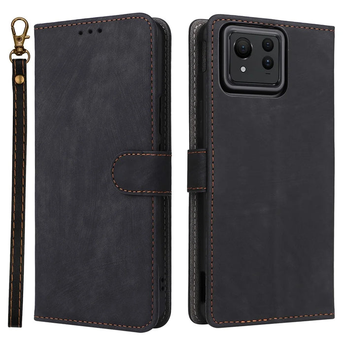 For Asus Zenfone 11 Ultra 5G Case with Strap RFID Blocking Wallet Phone Leather Cover - Black - 1