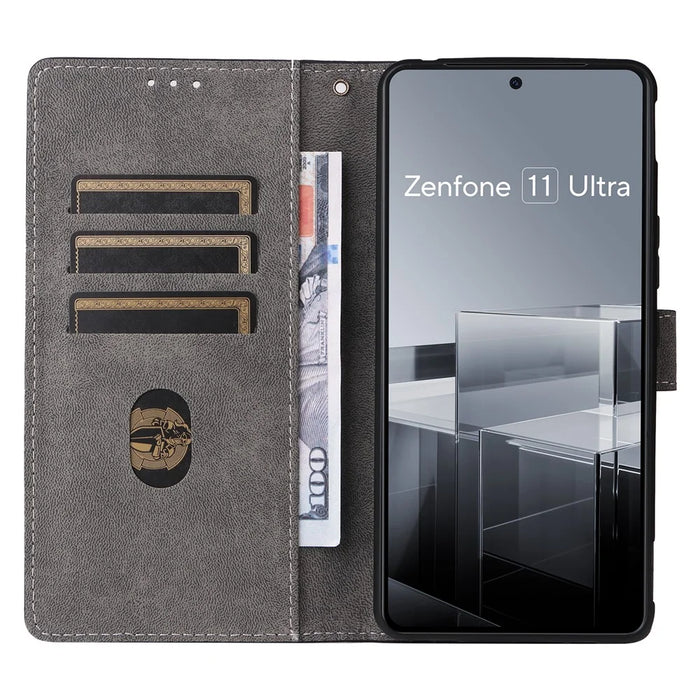 For Asus Zenfone 11 Ultra 5G Case with Strap RFID Blocking Wallet Phone Leather Cover - Black - 2