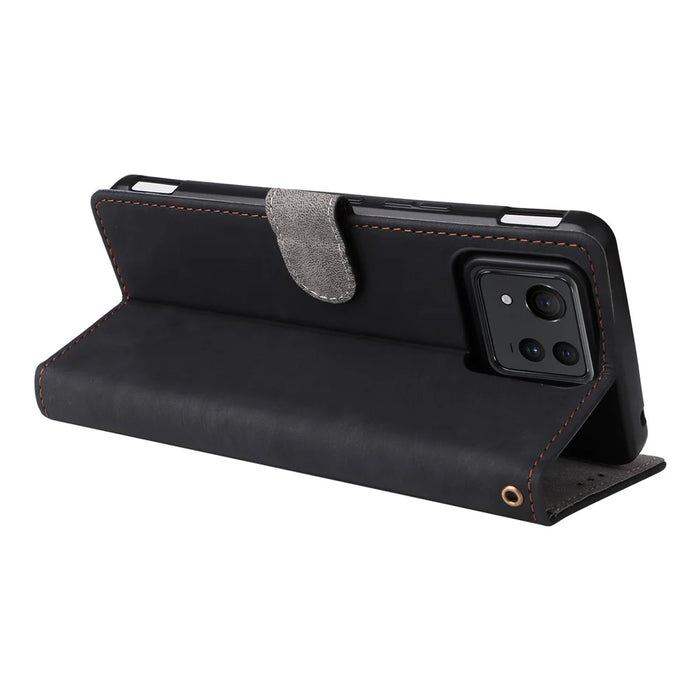 For Asus Zenfone 11 Ultra 5G Case with Strap RFID Blocking Wallet Phone Leather Cover - Black - 4