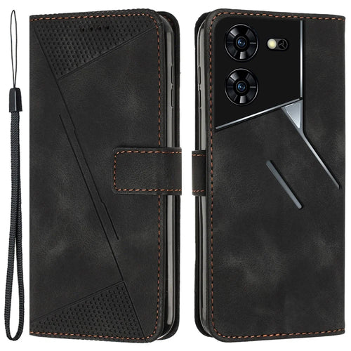 For TECNO Pova 5 Pro 5G Wallet Phone Case Stand View Anti-Drop PU Leather Cover - Black - 1