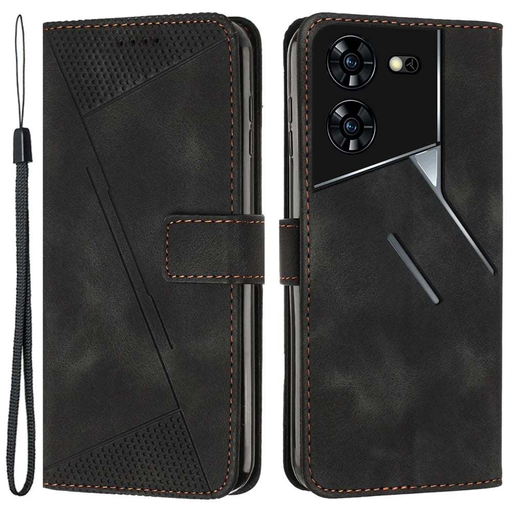 For TECNO Pova 5 Pro 5G Wallet Phone Case Stand View Anti-Drop PU Leather Cover - Black - 1