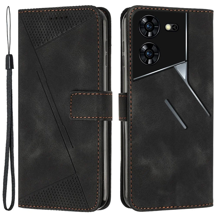For TECNO Pova 5 Pro 5G Wallet Phone Case Stand View Anti-Drop PU Leather Cover - Black - 1