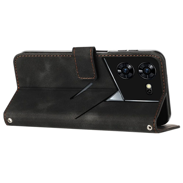 For TECNO Pova 5 Pro 5G Wallet Phone Case Stand View Anti-Drop PU Leather Cover - Black - 2