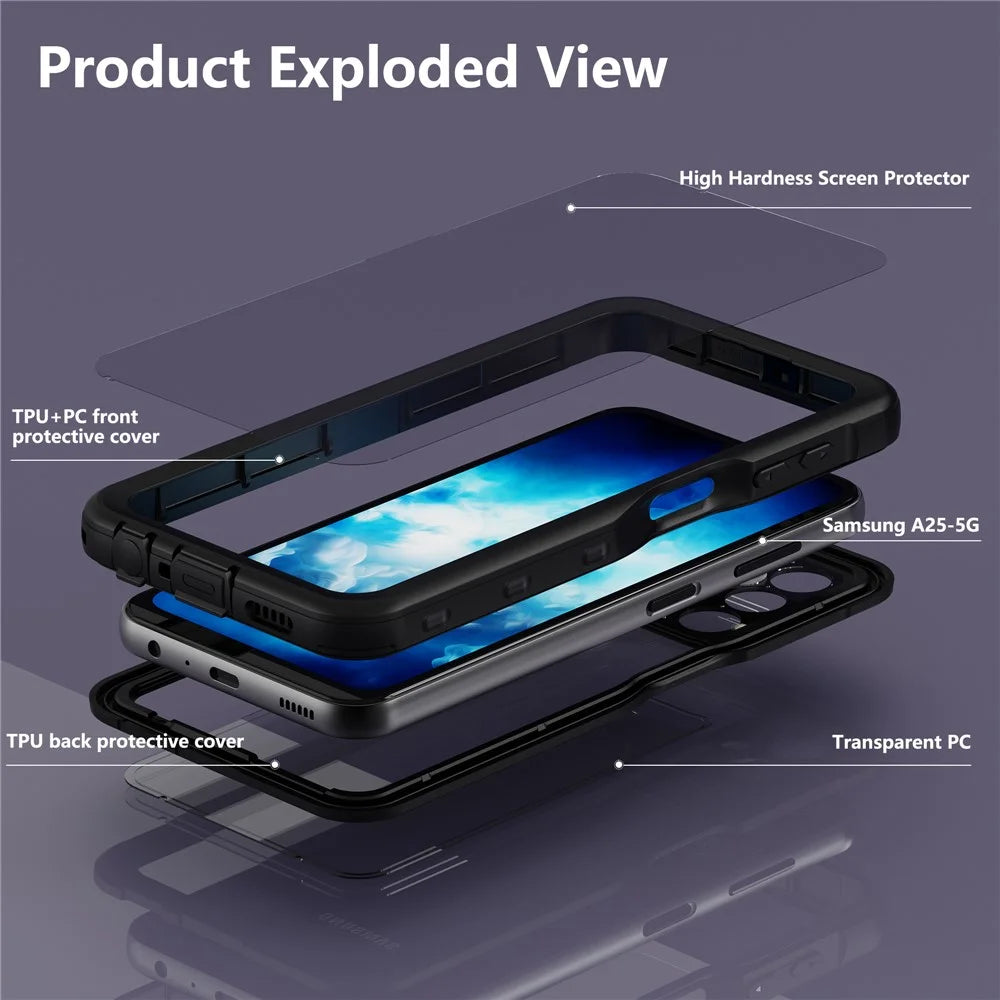 REDPEPPER A Series For Samsung Galaxy A25 5G (Global) (161.0 x 76.5 x 8.3mm) Anti-Drop Case Built-in Screen Protector IP68 Underwater Phone Cover - 7
