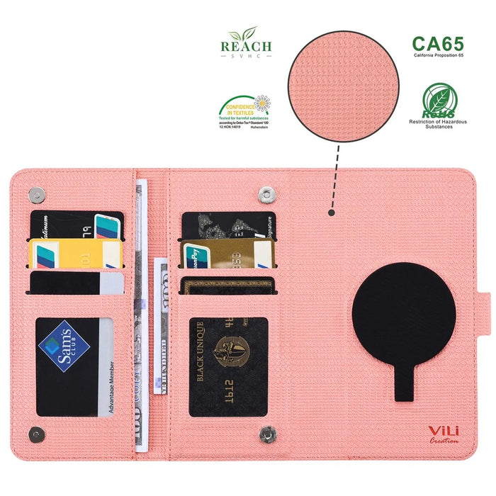 VILI GHA Series For Samsung Galaxy S23 FE Case RFID Blocking Wallet Phone Cover Magnetic Case - Pink - 3