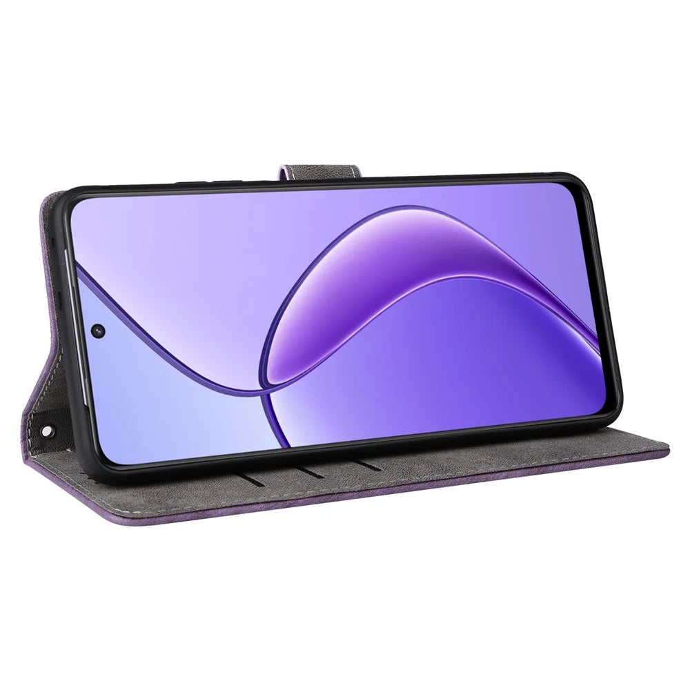 For Realme Narzo 70x 5G / C65 5G / Narzo N65 5G / 13 5G / 12 5G / 12x 5G Case with Hand Strap RFID Blocking Wallet Leather Cover - Purple - 3