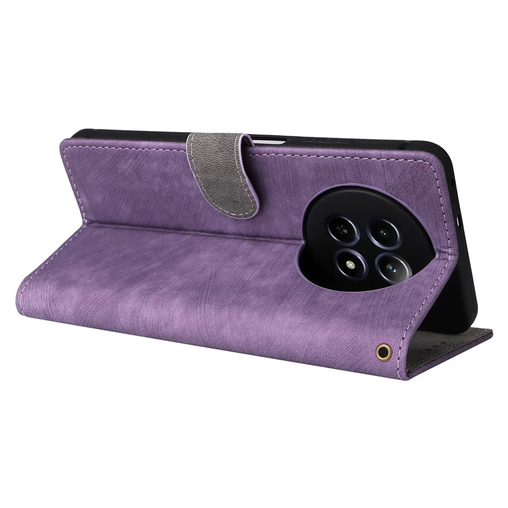 For Realme Narzo 70x 5G / C65 5G / Narzo N65 5G / 13 5G / 12 5G / 12x 5G Case with Hand Strap RFID Blocking Wallet Leather Cover - Purple - 4