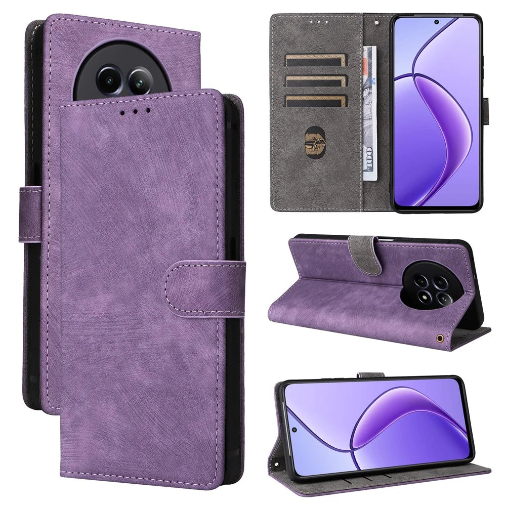For Realme Narzo 70x 5G / C65 5G / Narzo N65 5G / 13 5G / 12 5G / 12x 5G Case with Hand Strap RFID Blocking Wallet Leather Cover - Purple - 5