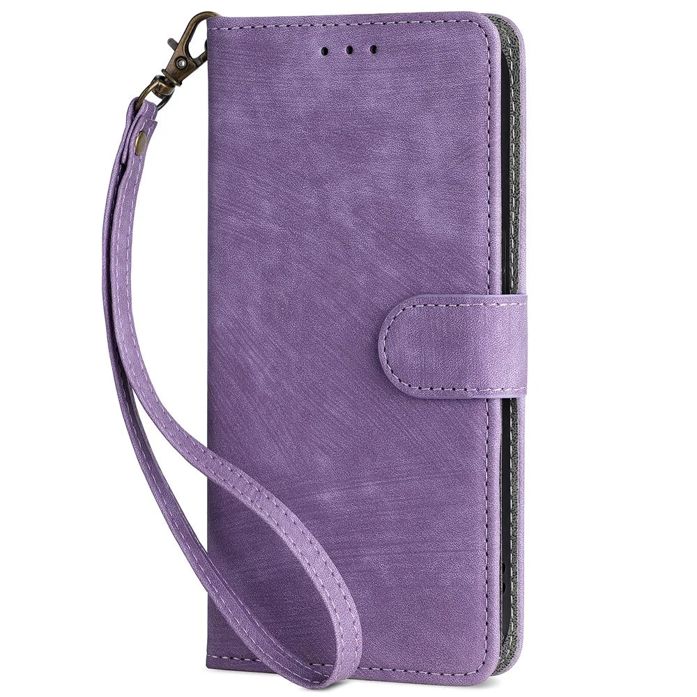 For Realme Narzo 70x 5G / C65 5G / Narzo N65 5G / 13 5G / 12 5G / 12x 5G Case with Hand Strap RFID Blocking Wallet Leather Cover - Purple - 6