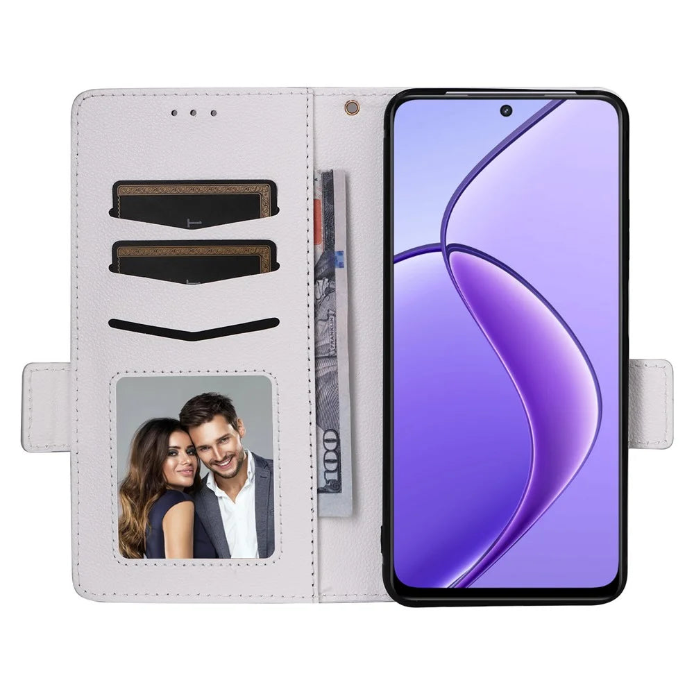 For Realme Narzo 70x 5G / C65 5G / Narzo N65 5G / 13 5G / 12 5G / 12x 5G Case with Strap Litchi Texture PU Leather Wallet Phone Cover - White - 2