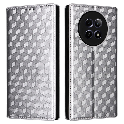 For Realme Narzo 70x 5G / C65 5G / Narzo N65 5G / 13 5G / 12 5G / 12x 5G Case Anti-Scratch Rhombus Imprinting Leather Phone Cover - Silver - 1