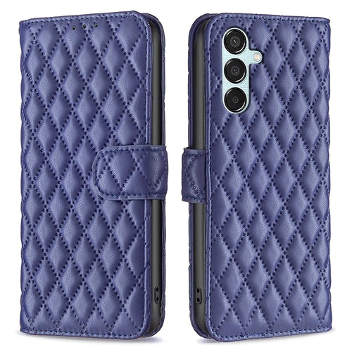 BINFEN COLOR BF Style-14 For Samsung Galaxy M15 5G Magnetic Case Leather Card Slots Phone Protector - Blue - 1