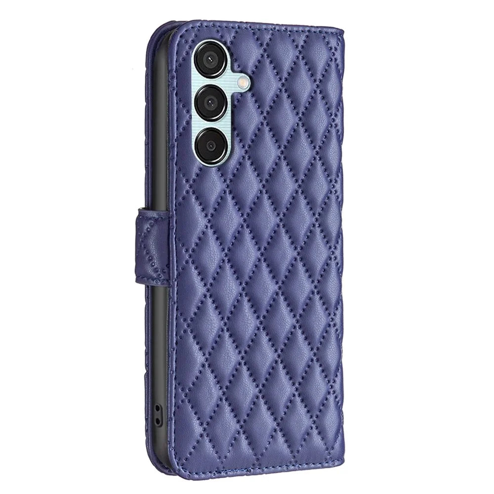 BINFEN COLOR BF Style-14 For Samsung Galaxy M15 5G Magnetic Case Leather Card Slots Phone Protector - Blue - 5