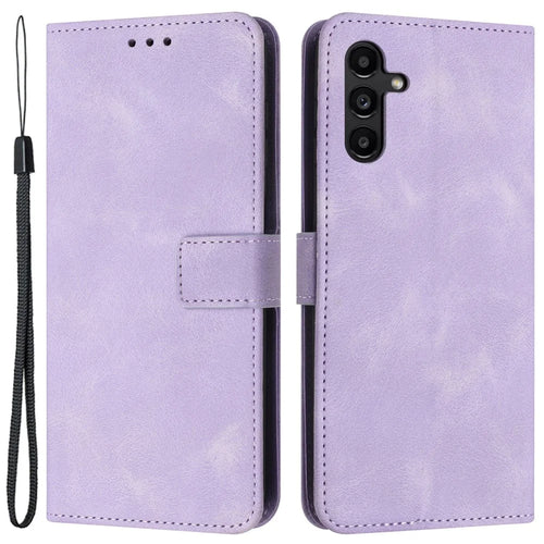 For Samsung Galaxy A24 4G (162.1 x 77.6 x 8.3mm) Case PU Leather Wallet Phone Cover Skin Touch Feeling - Purple - 1