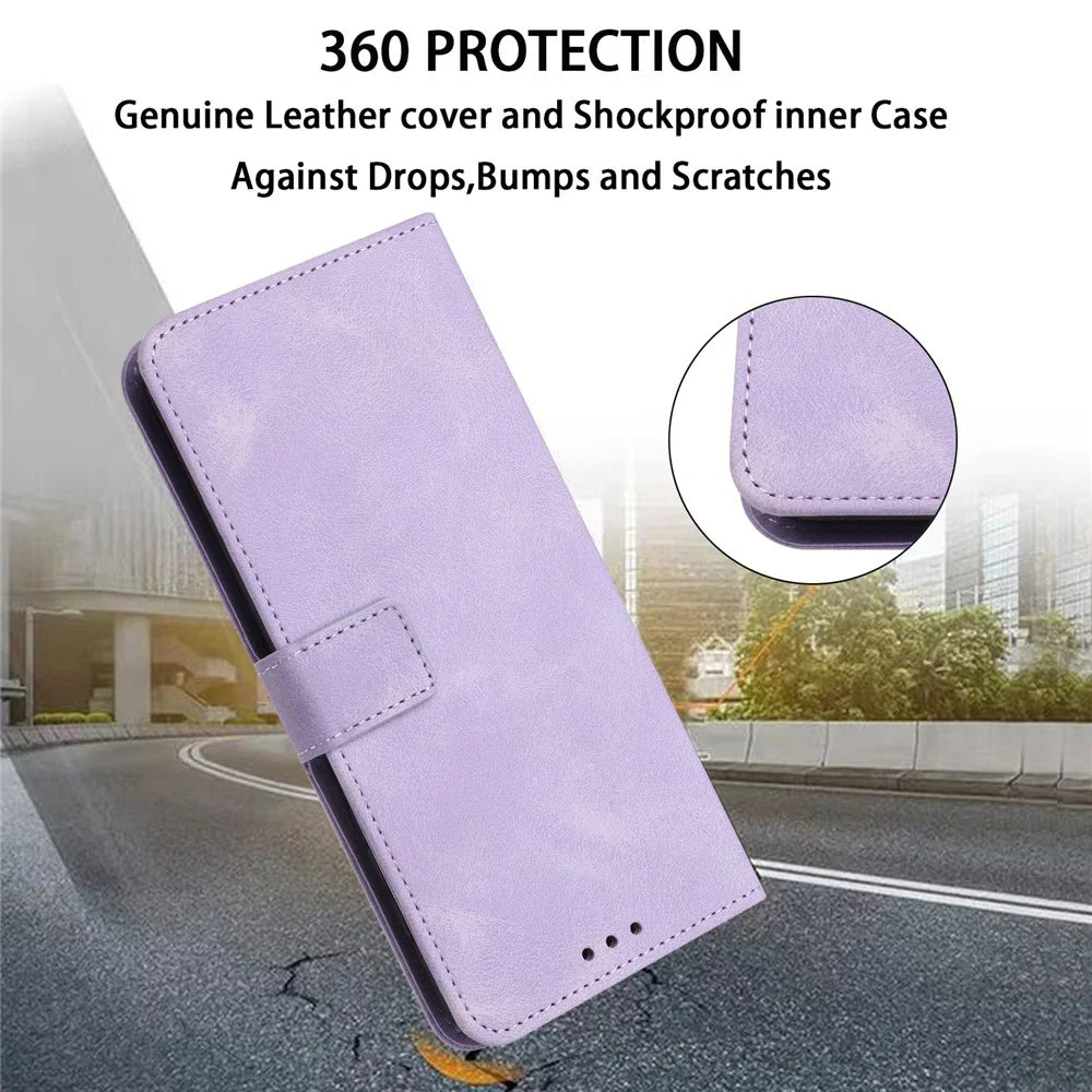 For Samsung Galaxy S23+ Case Skin-touch PU Leather Folio Stand Phone Cover - Purple - 4