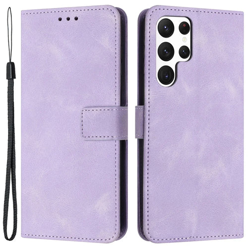 For Samsung Galaxy S23 Ultra Case Wallet PU Leather Skin Touch Feeling Phone Cover - Purple - 1