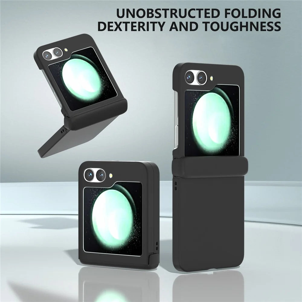 For Samsung Galaxy Z Flip7 FE 5G / Z Flip6 5G Case Skin-touch PC Phone Cover with Hinge Protection - Black - 2