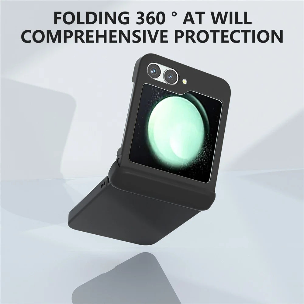 For Samsung Galaxy Z Flip7 FE 5G / Z Flip6 5G Case Skin-touch PC Phone Cover with Hinge Protection - Black - 4