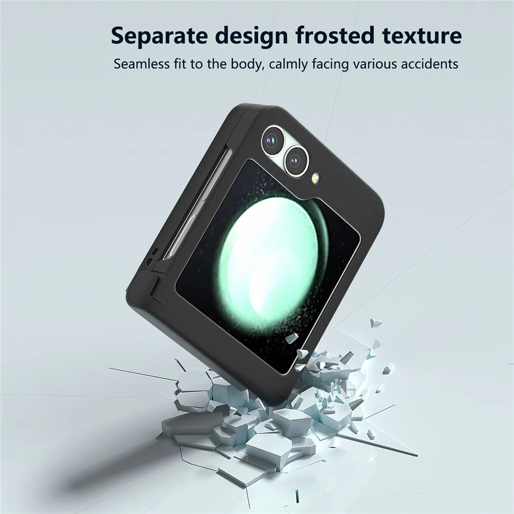 For Samsung Galaxy Z Flip7 FE 5G / Z Flip6 5G Case Skin-touch PC Phone Cover with Hinge Protection - Black - 6