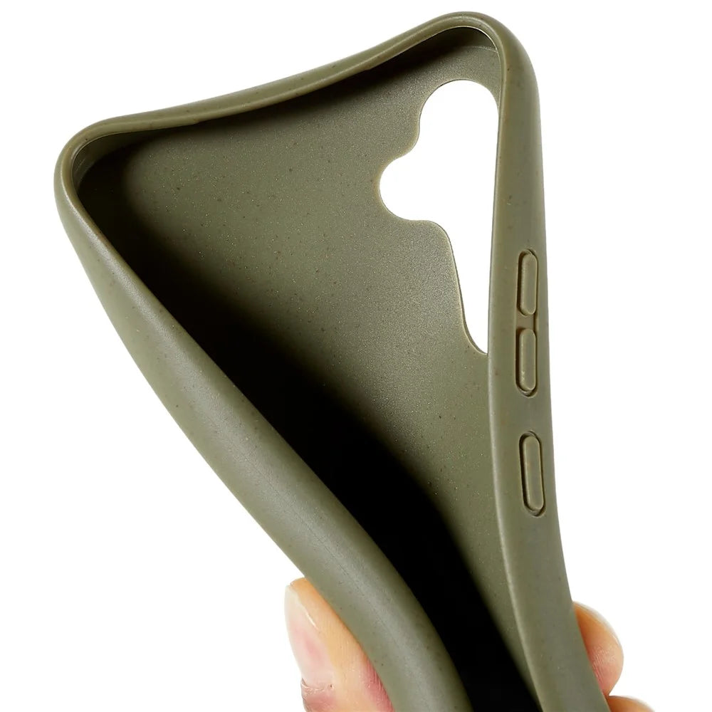 For Samsung Galaxy A55 5G Crossbody Phone Case Biodegradable Wheat Straw Phone Cover - Army Green - 5