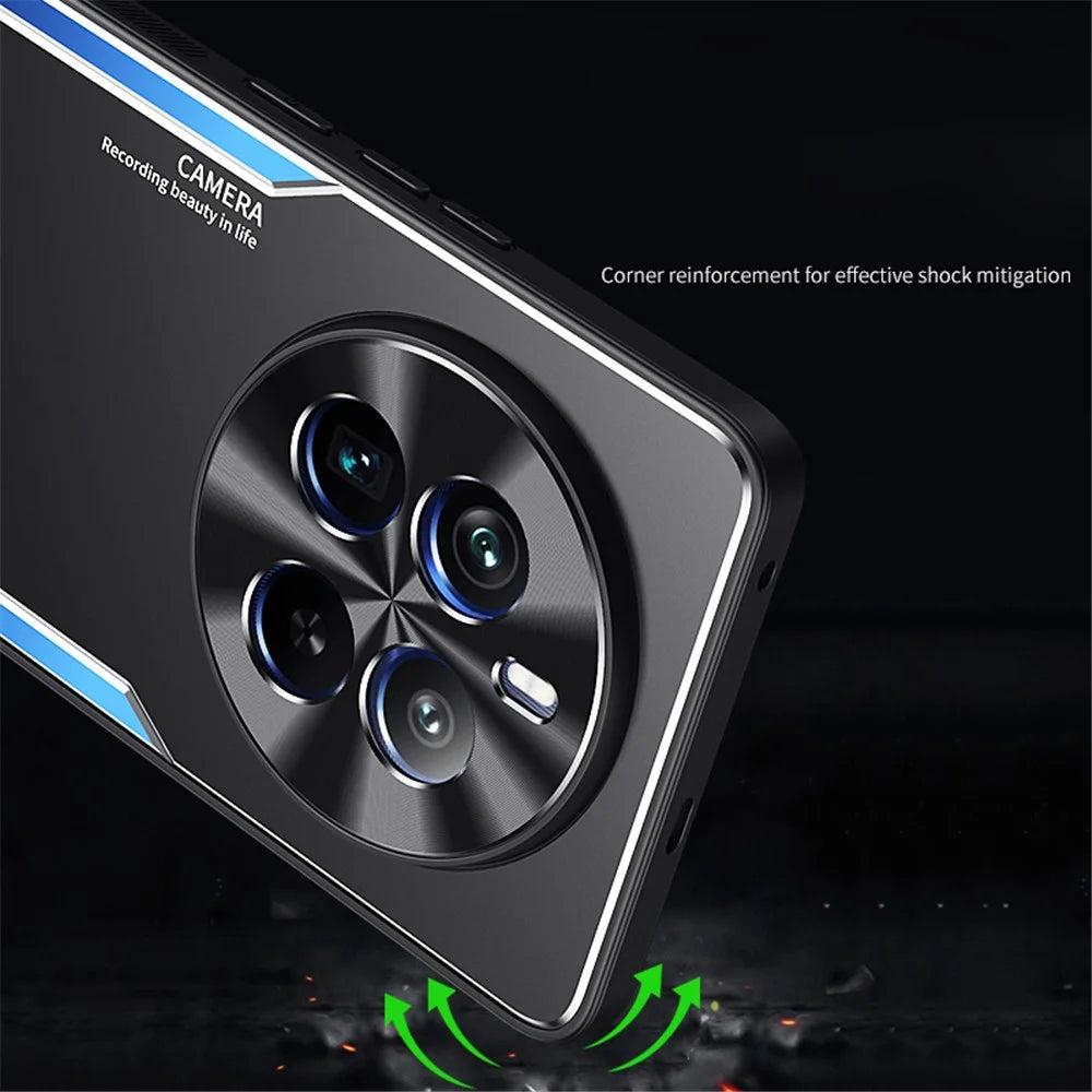 For Realme 12 Pro 5G / 12 Pro+ 5G Kickstand Cover Aluminum Alloy + TPU Anti-Fall Phone Case - Blue - 3