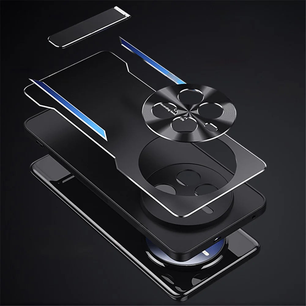 For Realme 12 Pro 5G / 12 Pro+ 5G Kickstand Cover Aluminum Alloy + TPU Anti-Fall Phone Case - Blue - 4