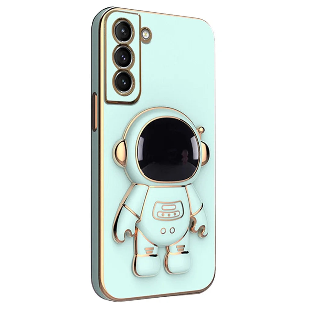 For Samsung Galaxy S23 Astronaut Phone Case Electroplating TPU Shockproof Cover - Green - 1