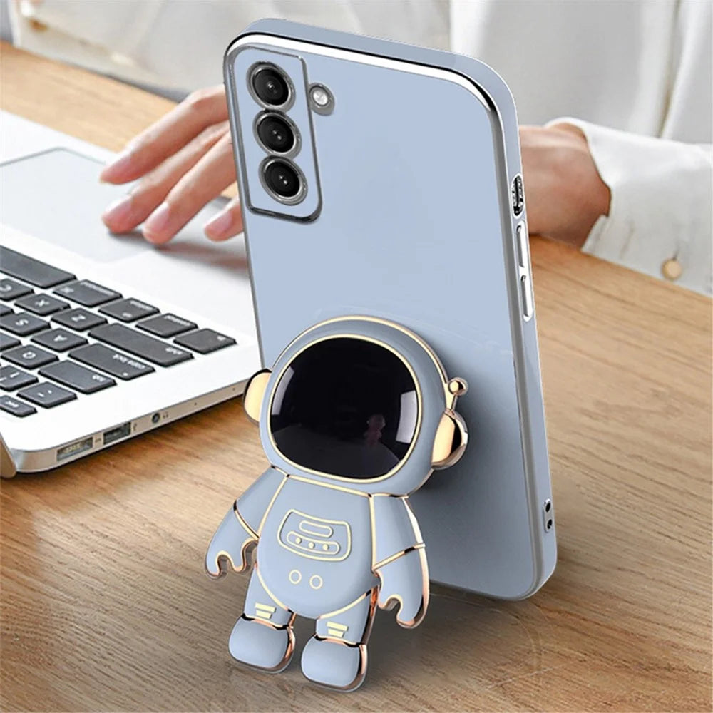For Samsung Galaxy S23 Astronaut Phone Case Electroplating TPU Shockproof Cover - Green - 2