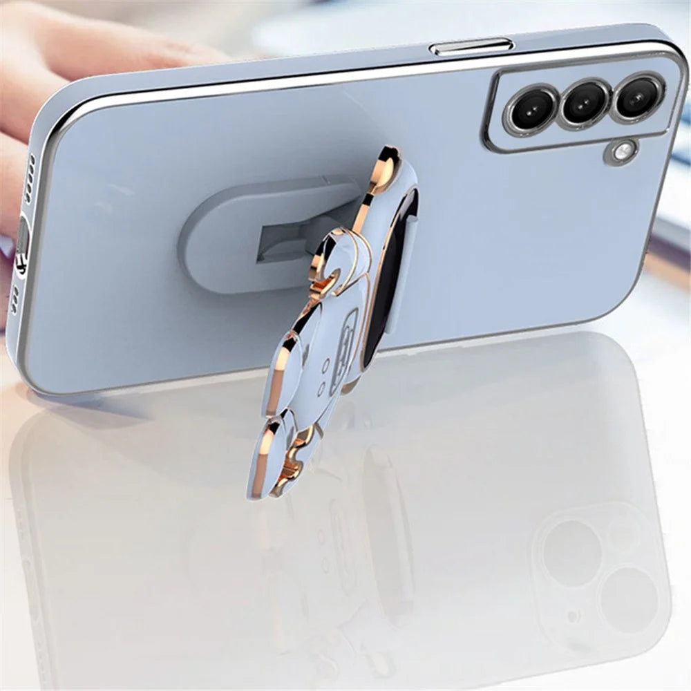 For Samsung Galaxy S23 Astronaut Phone Case Electroplating TPU Shockproof Cover - Green - 3