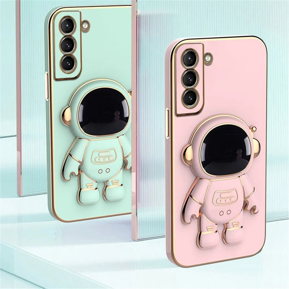 For Samsung Galaxy S23 Astronaut Phone Case Electroplating TPU Shockproof Cover - Green - 6