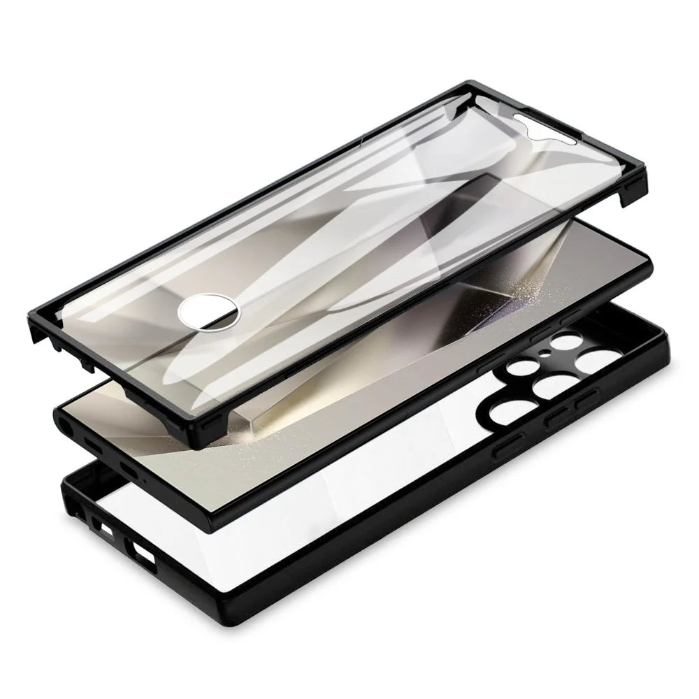 For Samsung Galaxy S24 Ultra Case Acrylic+TPU Full Body Protection Phone Cover with PET Screen Film - Black - 2