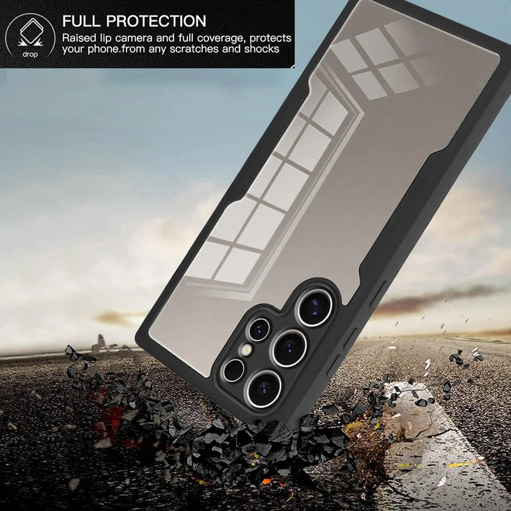 For Samsung Galaxy S24 Ultra Case Acrylic+TPU Full Body Protection Phone Cover with PET Screen Film - Black - 3