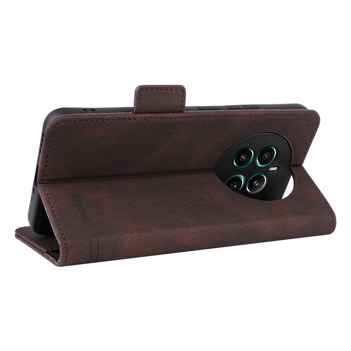 For Realme 12 4G / 12+ 5G Wallet Phone Case Hardware Decor PU Leather Folio Flip Cover - Coffee - 4
