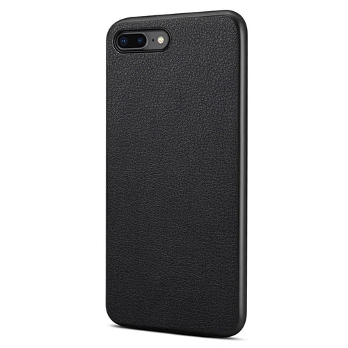 For iPhone 7 Plus / 8 Plus Case Calf Texture PU+PC+TPU Protective Phone Cover - Black - 1