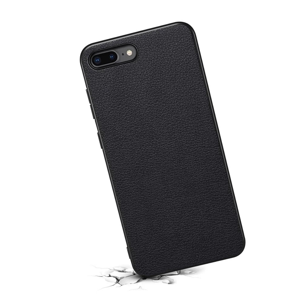 For iPhone 7 Plus / 8 Plus Case Calf Texture PU+PC+TPU Protective Phone Cover - Black - 2