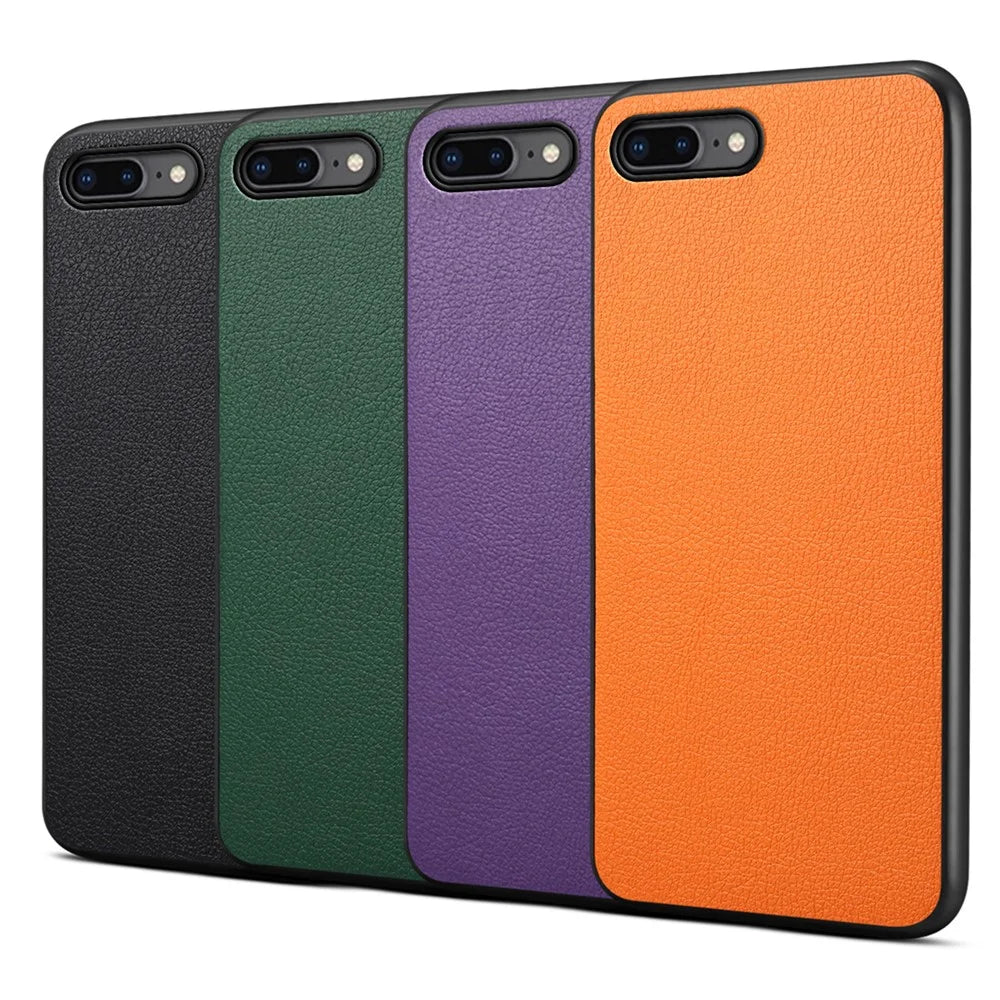 For iPhone 7 Plus / 8 Plus Case Calf Texture PU+PC+TPU Protective Phone Cover - Black - 4