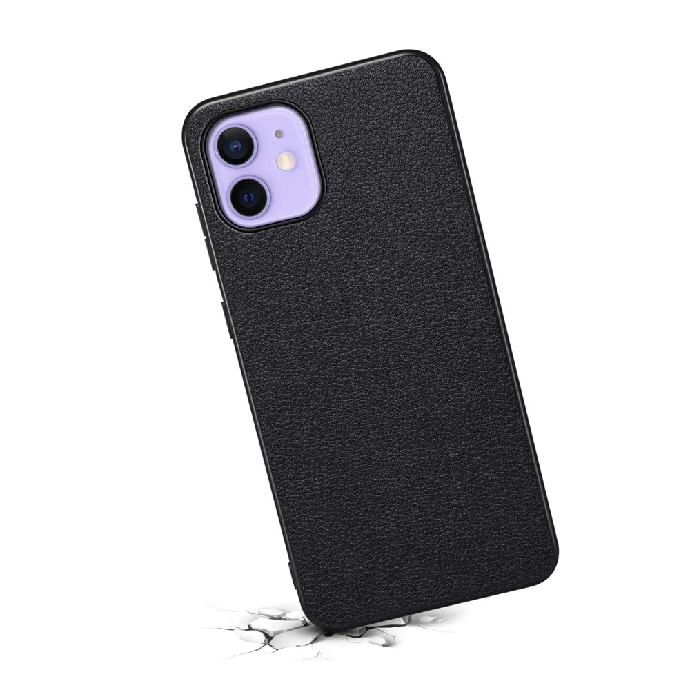 For iPhone 12 / 12 Pro Case Protective PU+PC+TPU Hybrid Slim Phone Case - Black - 2