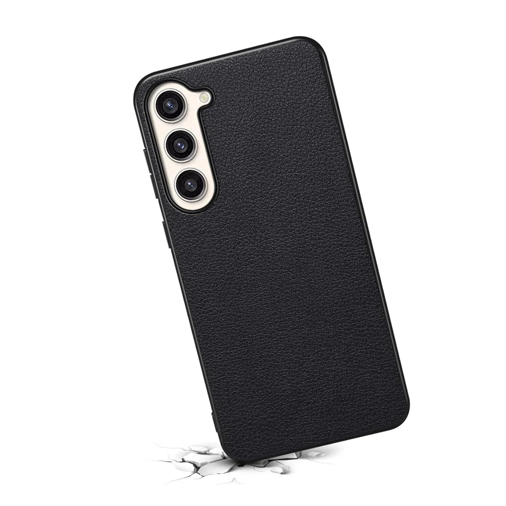 For Samsung Galaxy S23+ Slim Case Calf Texture PU+PC+TPU Phone Cover - Black - 2