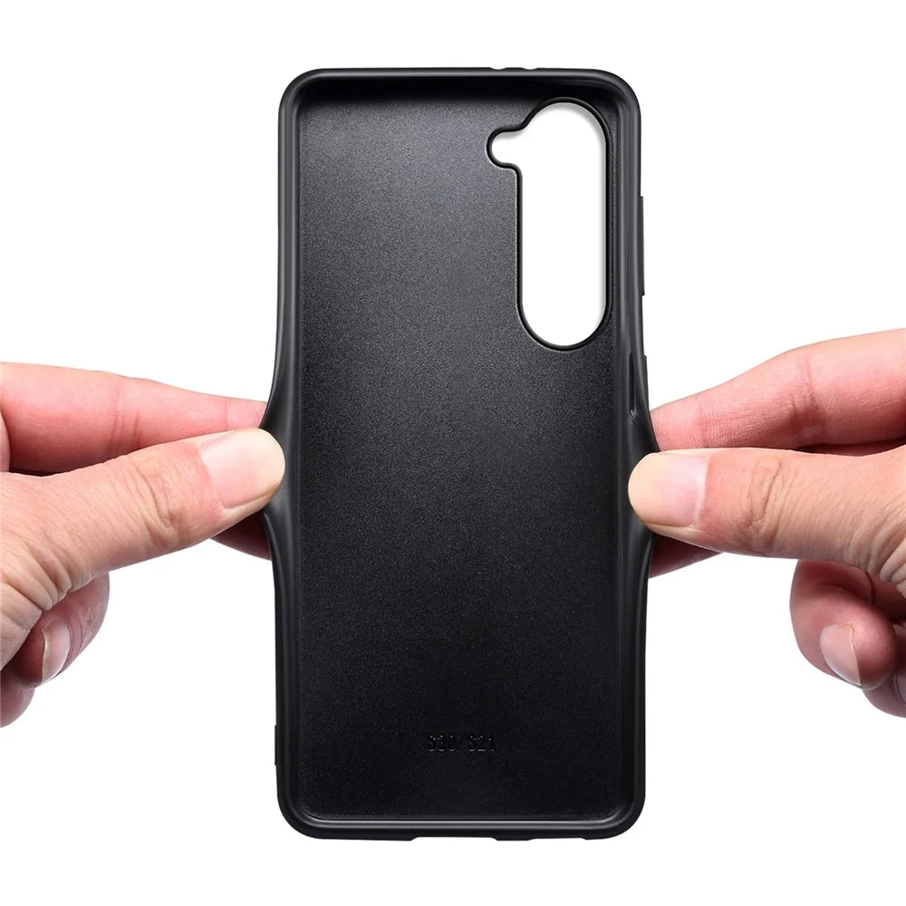 For Samsung Galaxy S23+ Slim Case Calf Texture PU+PC+TPU Phone Cover - Black - 3
